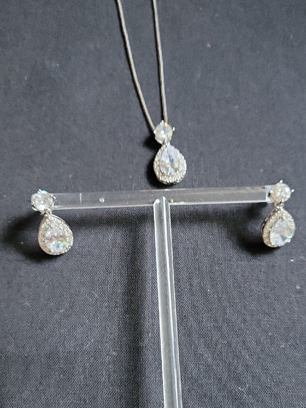 Cubic Zirconia Earrings And Necklace Set